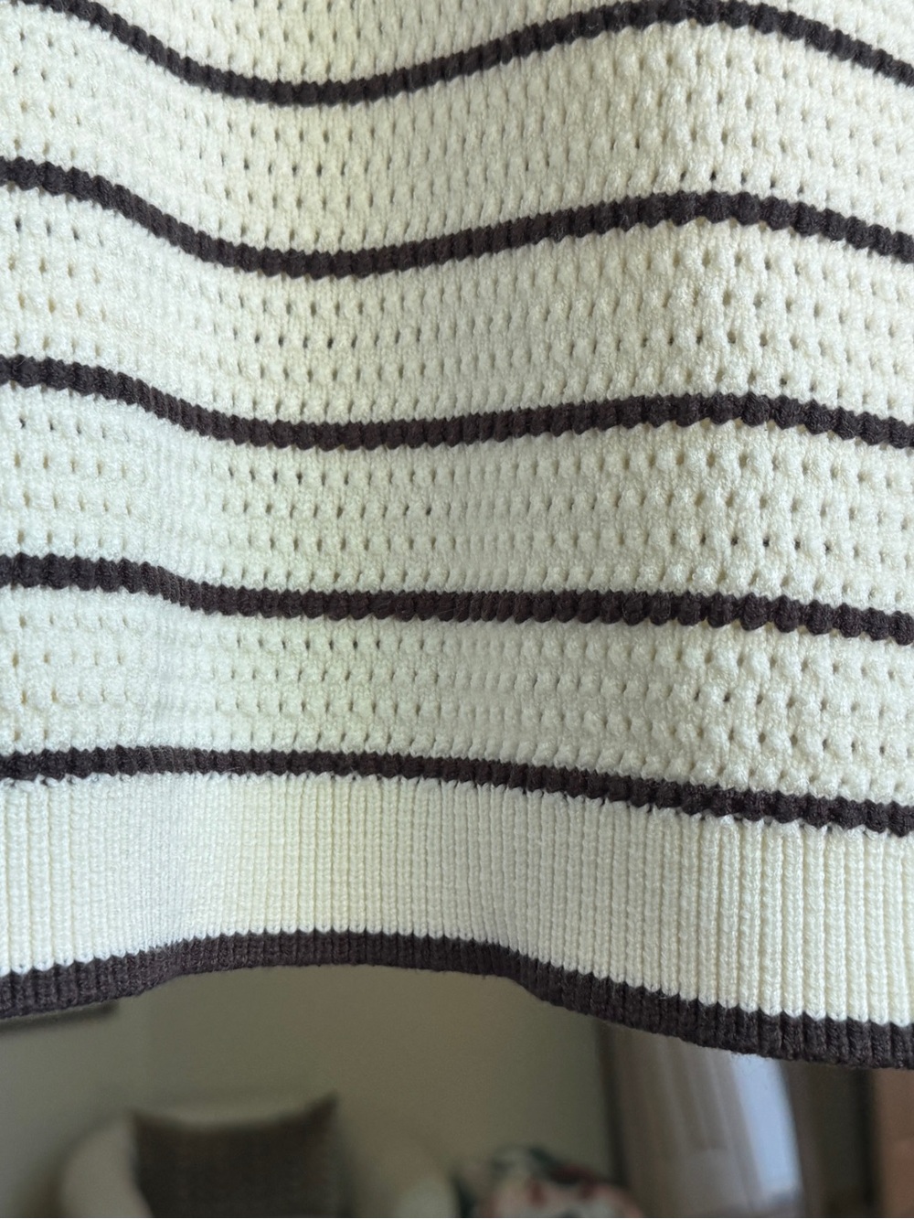 Thread & Supply Women’s Cream Short-Sleeve Striped Knit Shirt - Picture 4 of 5